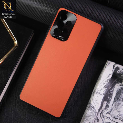 Samsung Galaxy A33 5G Cover - Orange - ONation Classy Leather Series - Minimalistic Classic Textured Pu Leather With Attractive Metallic Camera Protection Soft Borders Case