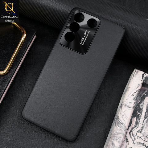 Vivo V27e Cover - Black - ONation Classy Leather Series - Minimalistic Classic Textured Pu Leather With Attractive Metallic Camera Protection Soft Borders Case