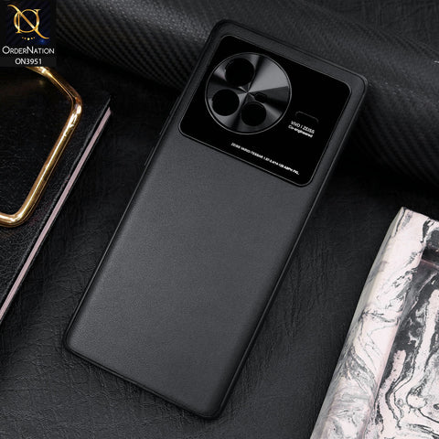 Vivo X80 Cover - Black - ONation Classy Leather Series - Minimalistic Classic Textured Pu Leather With Attractive Metallic Camera Protection Soft Borders Case