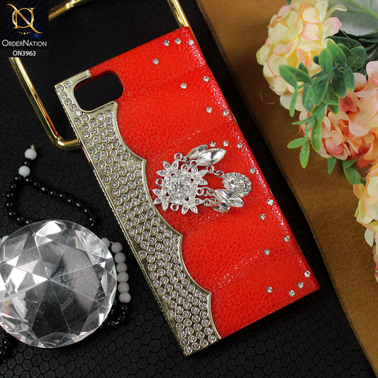iPhone SE 2022 Cover - Red - Fashion Stylish Bling Bling Case Leather Texture Protective Case
