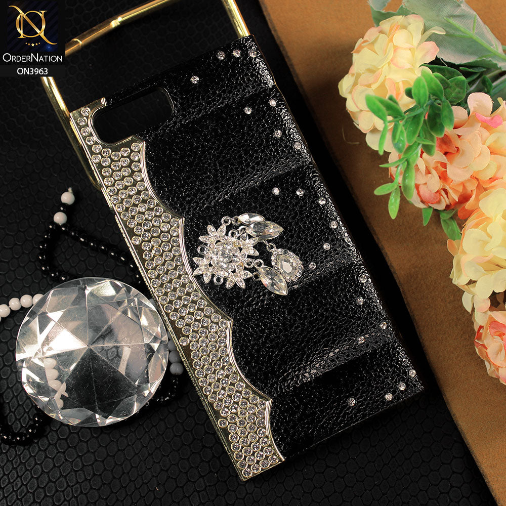 iPhone 8 Plus / 7 Plus Cover - Black - Fashion Stylish Bling Bling Case Leather Texture Protective Case