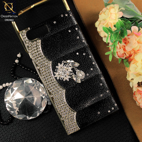 iPhone 8 Plus / 7 Plus Cover - Black - Fashion Stylish Bling Bling Case Leather Texture Protective Case