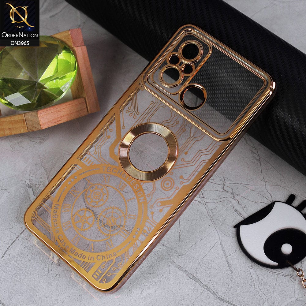 Xiaomi Redmi 12C Cover - Golden - New Magsafe Tech Design Texture Soft Silicone Camera Bumper Case With Chrome Logo Hole