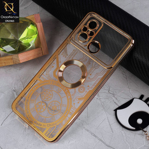 Xiaomi Redmi 12C Cover - Golden - New Magsafe Tech Design Texture Soft Silicone Camera Bumper Case With Chrome Logo Hole