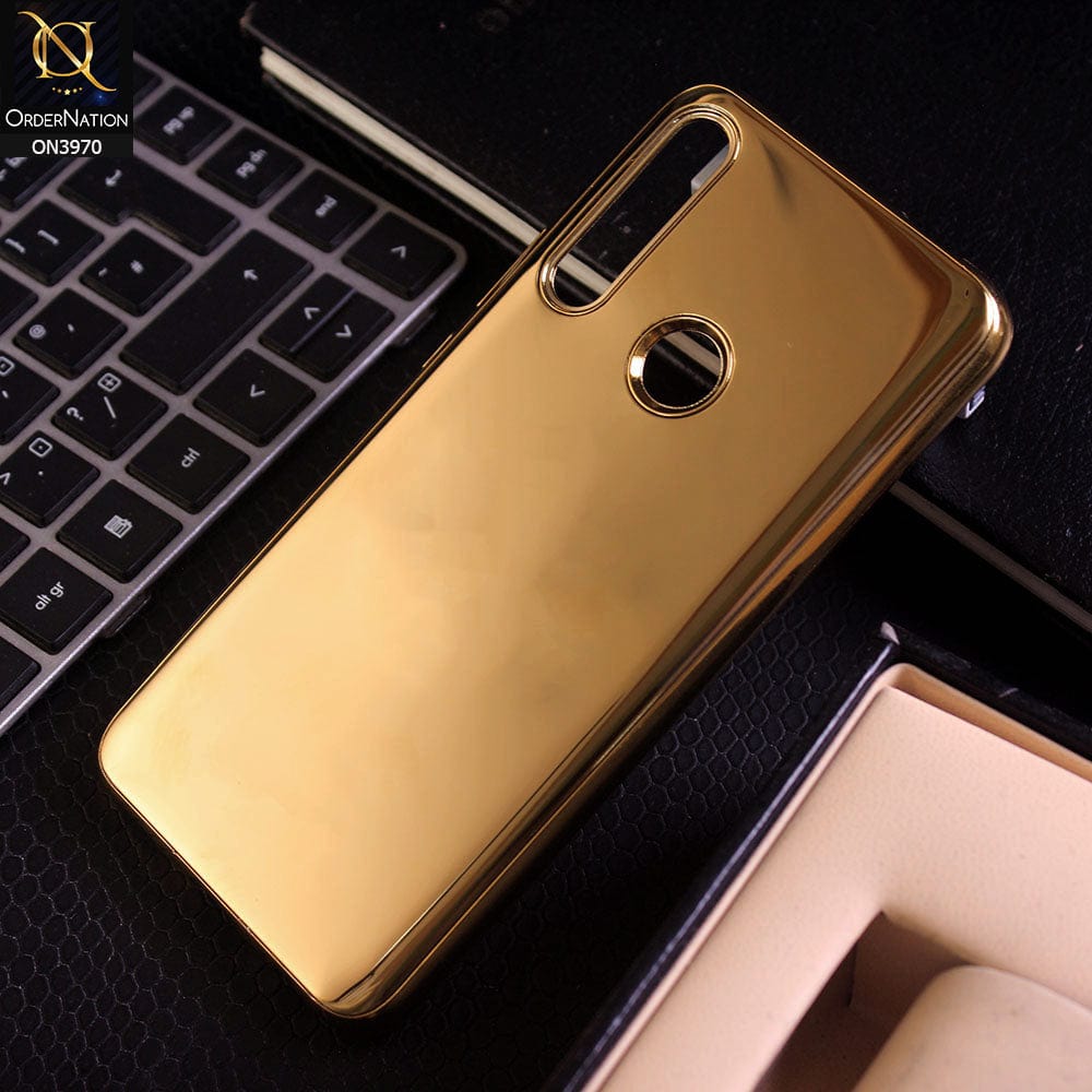 Samsung Galaxy A20 Cover - Golden - New Gold Plated Shiny Soft Silicone Borders Protective Case