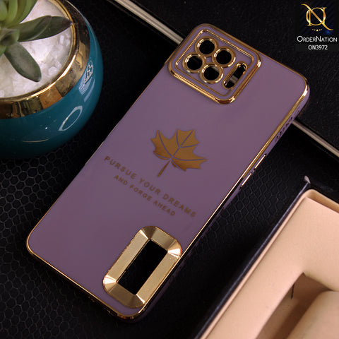 Oppo Reno4 Lite Cover - Mauve - Electroplating Borders Maple Leaf Camera Bumper Protection Soft Silicone Case