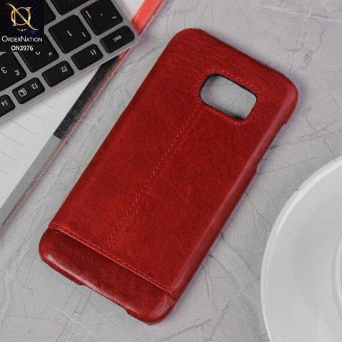 Samsung Galaxy S7 Cover - Red - New Leather Texture Embroidery Style Look Protective Hard Case