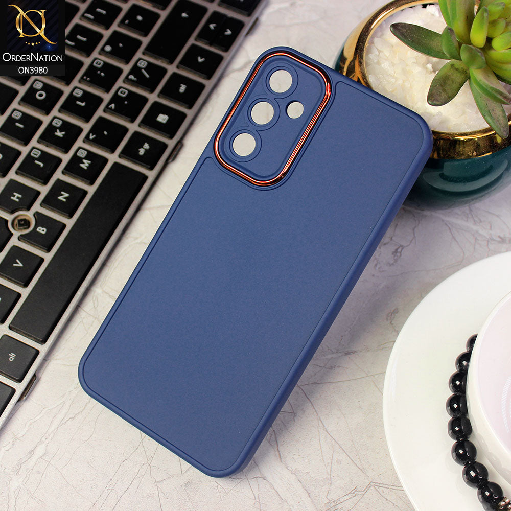 Samsung Galaxy A34 5G Cover - Blue - Rubberized Tpu+Pc Anti Scratch Shiny Camera Lens Protection Soft Case