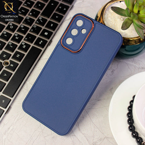 Samsung Galaxy A34 5G Cover - Blue - Rubberized Tpu+Pc Anti Scratch Shiny Camera Lens Protection Soft Case