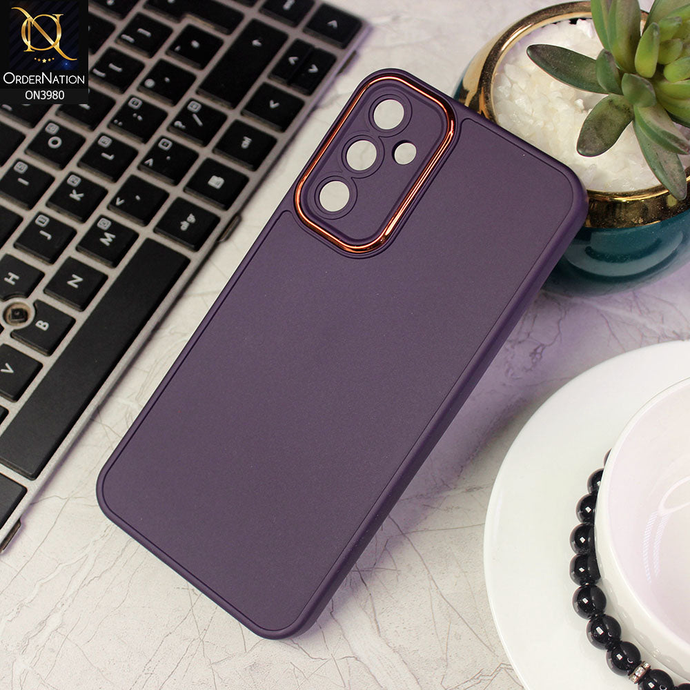 Samsung Galaxy A34 5G Protector - Purple - Rubberized Tpu+Pc Anti Scratch Shiny Camera Lens Protection Soft Case