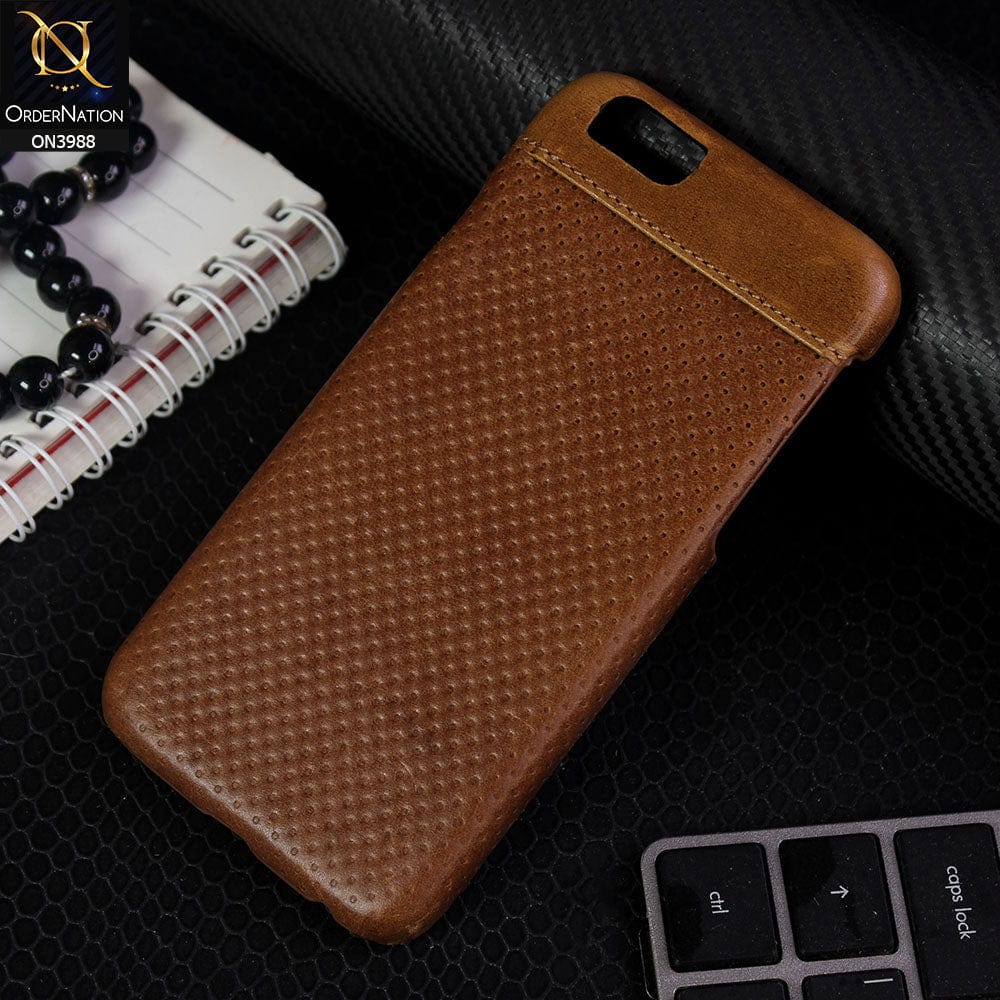 iPhone 6S / 6 Cover - Dark Brown - New Leather Texture Doted Design Protective Case