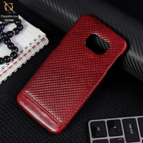 Samsung Galaxy S6 Edge Cover - Red - New Leather Texture Doted Design Protective Case