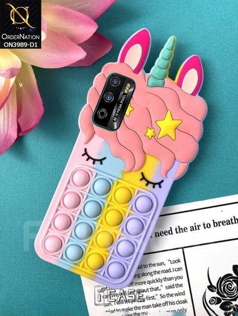 Infinix Hot 9 Play Cover - Design 1 - 3D Cute Cartoon POP It Bubble Relieve Stress Soft Case