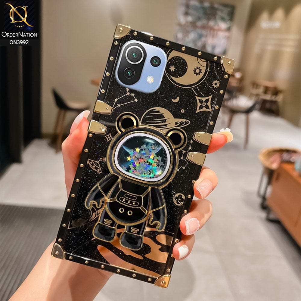 Xiaomi Mi 11 Lite Cover - Black - New Luxury Space Case With Astronode Cute Folding Stand Holder Case