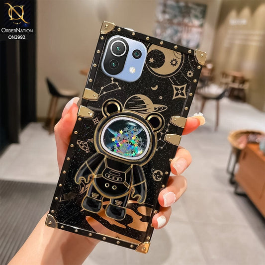 Xiaomi Mi 11 Lite Cover - Black - New Luxury Space Case With Astronode Cute Folding Stand Holder Case