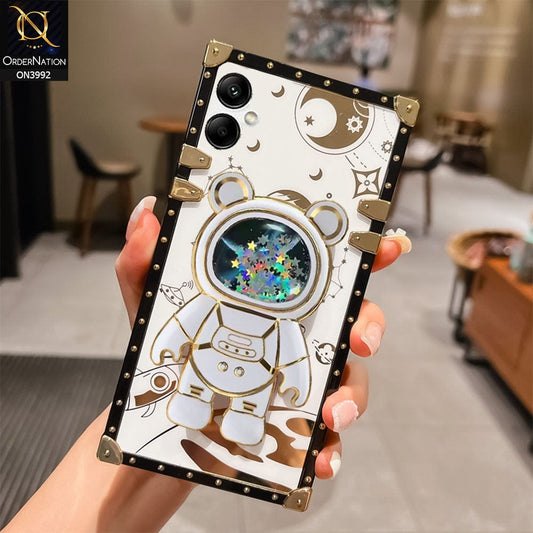 Samsung Galaxy M13 5G Cover - White - New Luxury Space Case With Astronode Cute Folding Stand Holder Case
