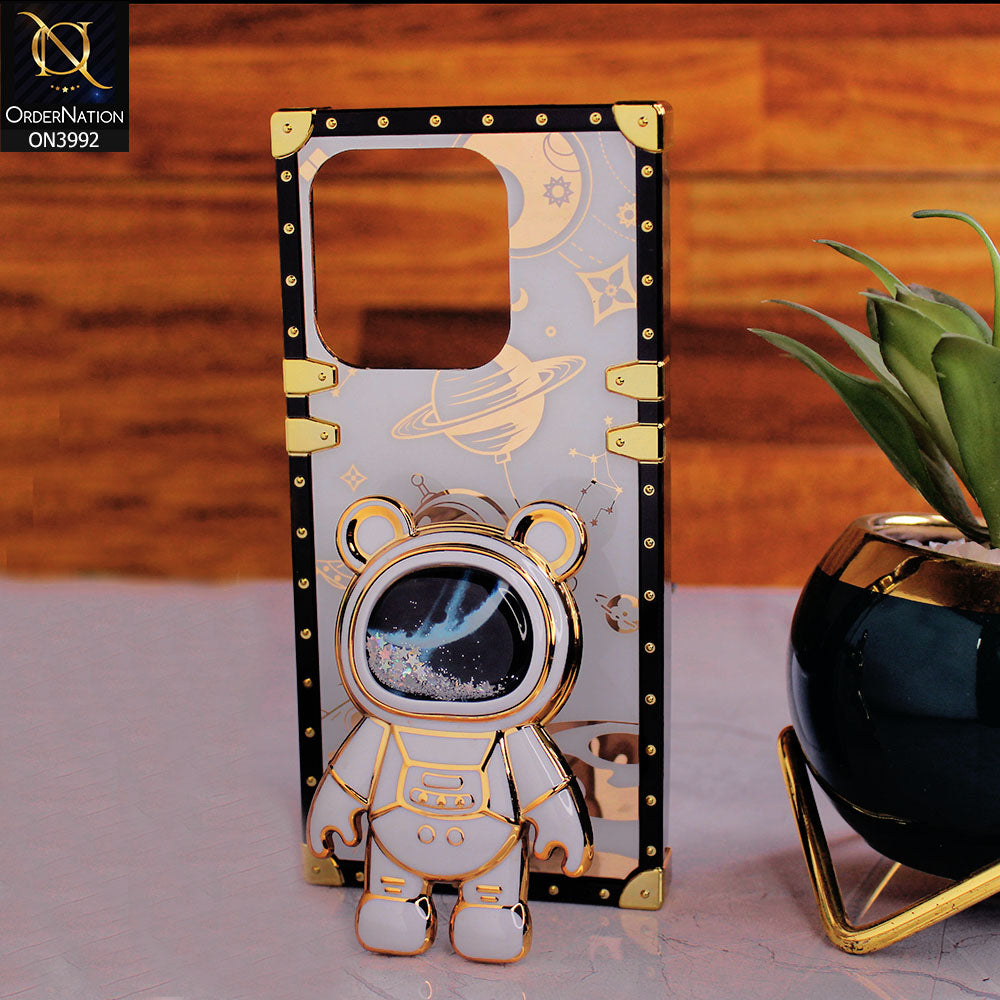 Tecno Spark 10C - White - New Luxury Space Case With Astronode Cute Folding Stand Holder Case