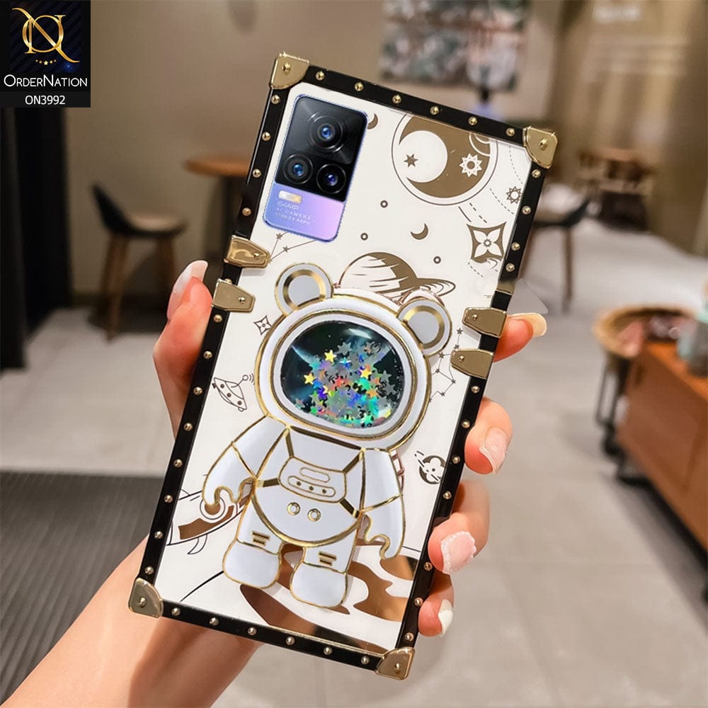 Vivo Y73 Cover - White - New Luxury Space Case With Astronode Cute Folding Stand Holder Case