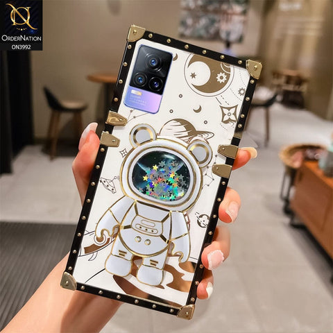 Vivo Y73 Cover - White - New Luxury Space Case With Astronode Cute Folding Stand Holder Case