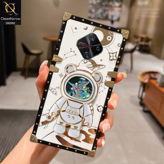 Vivo Y51 (2020 September) Cover - White - New Luxury Space Case With Astronode Cute Folding Stand Holder Case