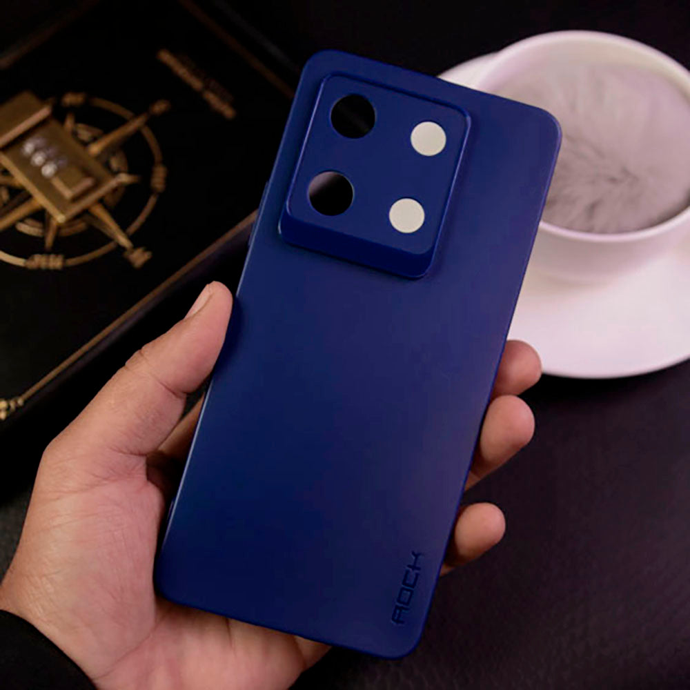 Infinix Note 30 Pro - Blue - New Hybrid Rock Soft Silicon Case With Shiny Camera Ring