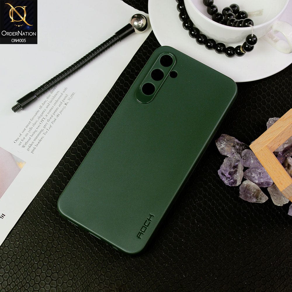 Samsung Galaxy A14 Cover - Green - New Hybrid Rock Soft Silicon Case With Shiny Camera Ring