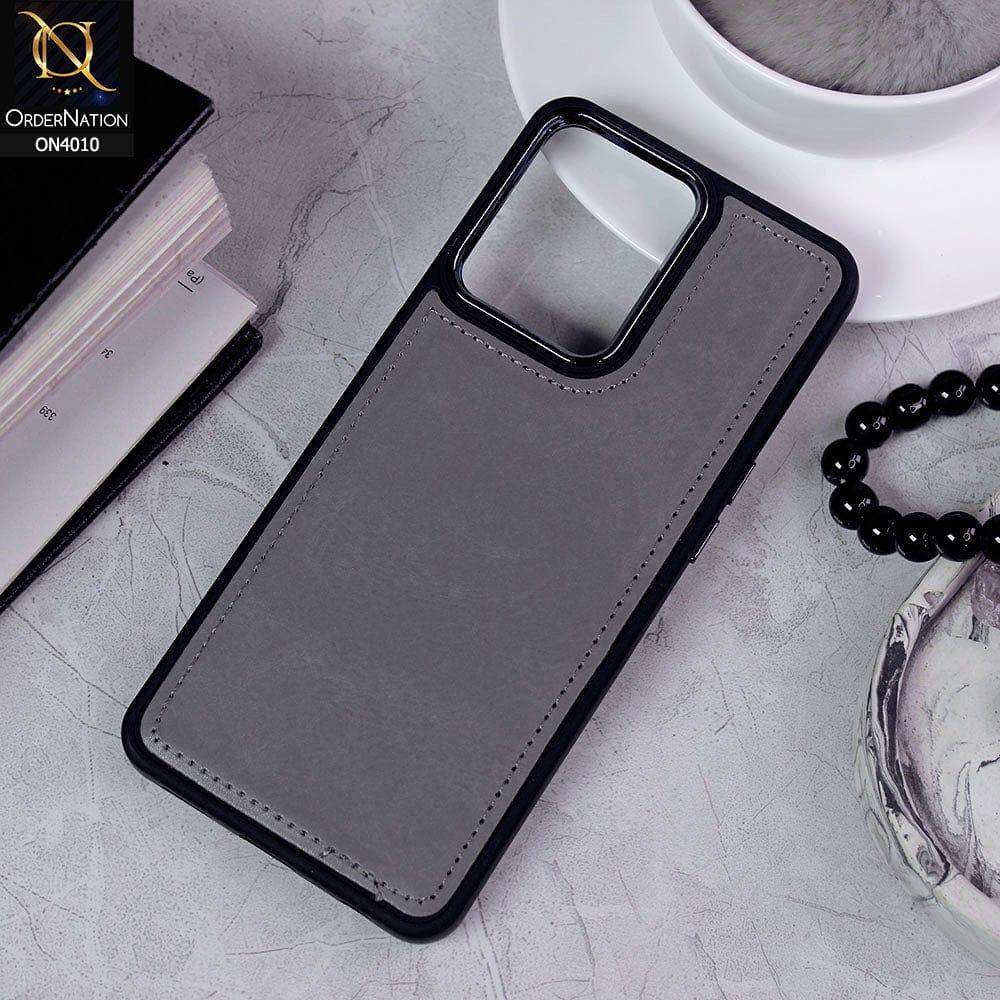 Vivo V23 5G Cover - Gray - New Electroplated Camera Ring Leather Texture Soft Silicone Case