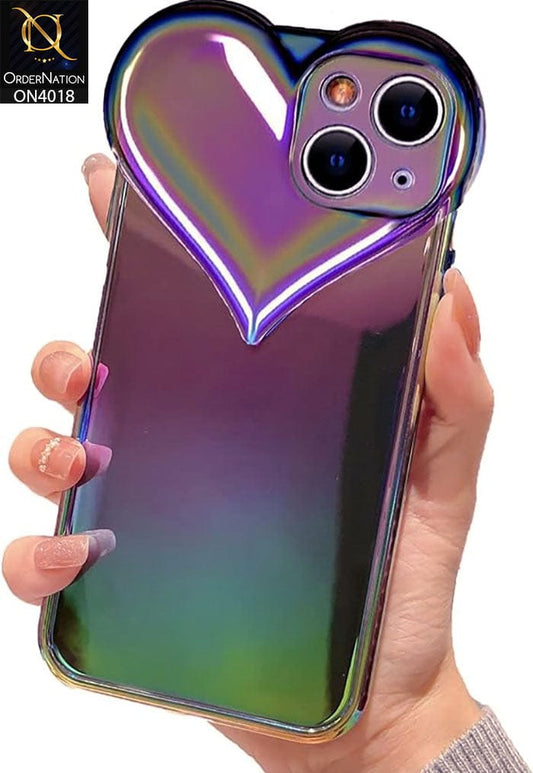 iPhone 14 Cover - Purple - New 3D Love Heart Camera Bumper  Frame Protective Soft Case
