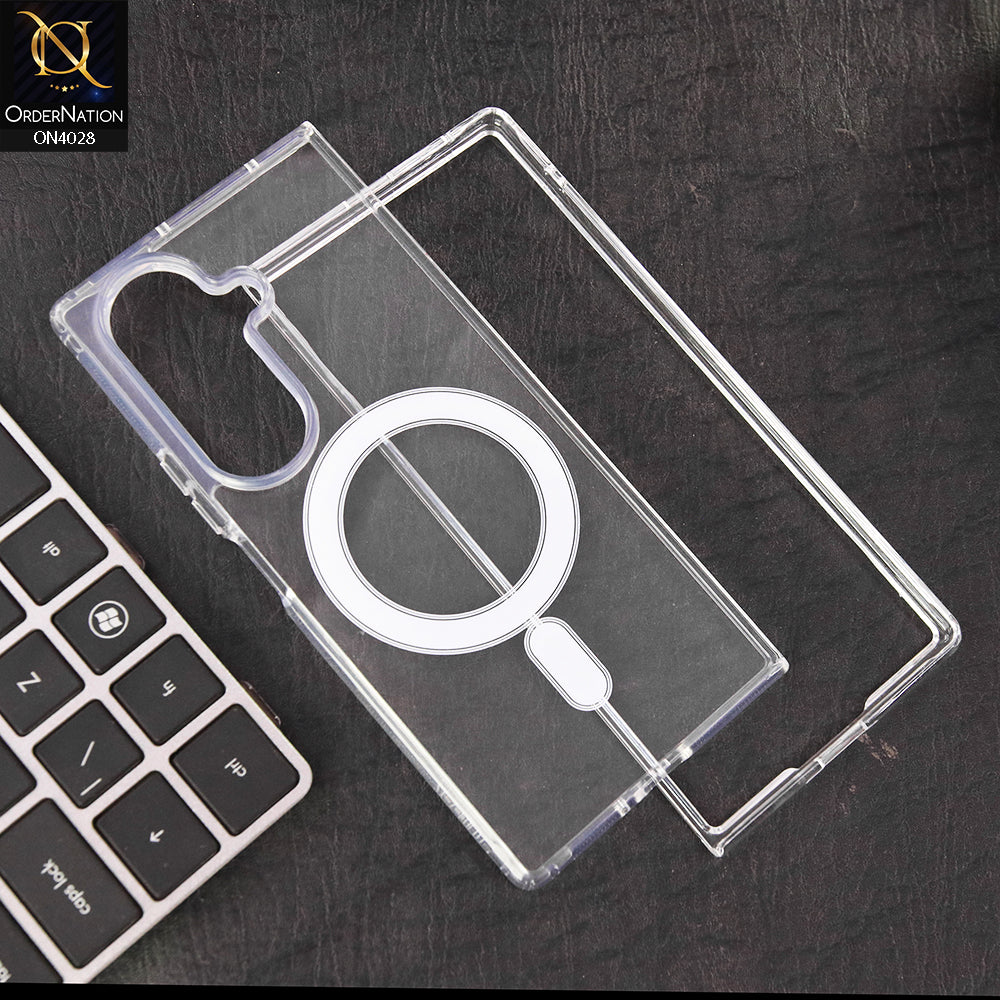 Samsung Galaxy Z Fold 7  Cover - Transparent - New Clear Back Soft Borders MagSafe Case With Camera Bumper Protection