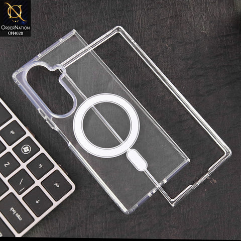 Samsung Galaxy Z Fold 7  Cover - Transparent - New Clear Back Soft Borders MagSafe Case With Camera Bumper Protection