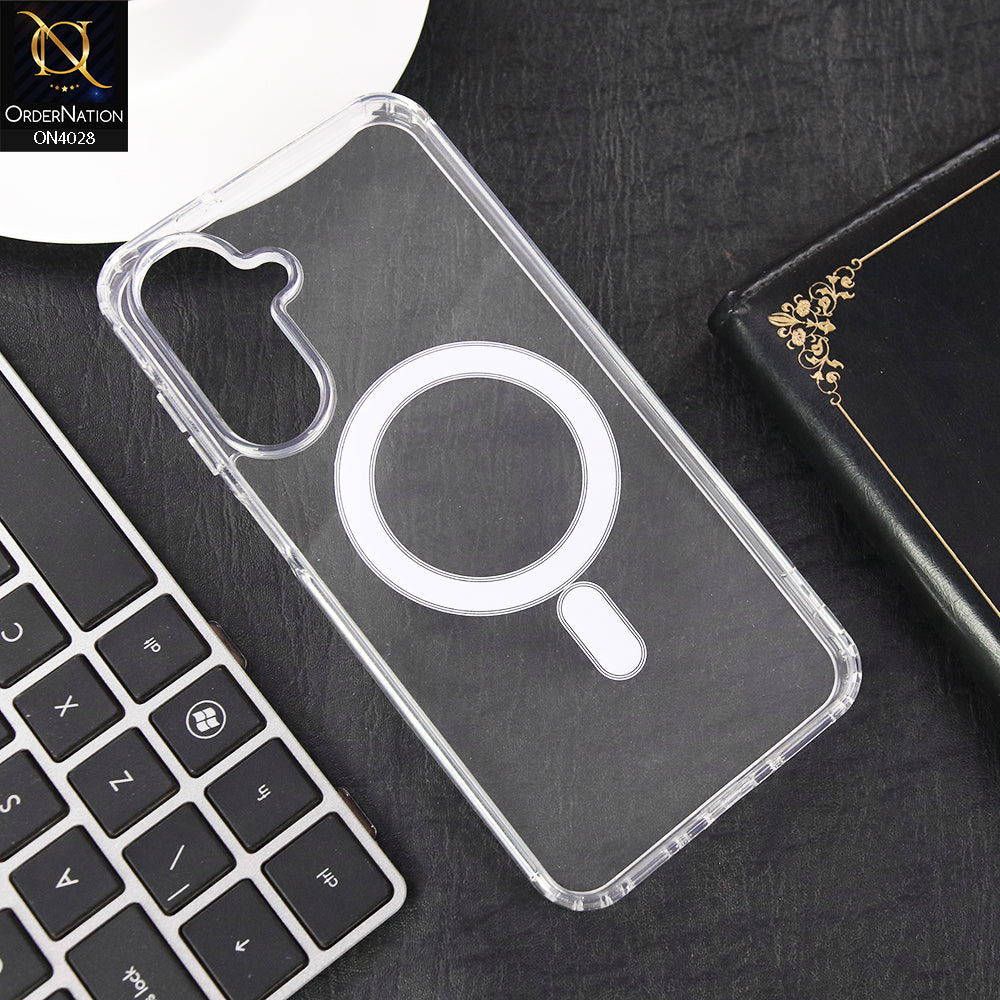 Samsung Galaxy M17 Cover - Transparent - New Clear Back Soft Borders MagSafe Case With Camera Bumper Protection