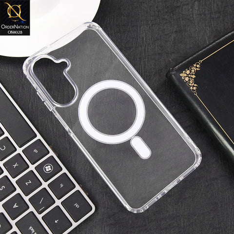 Samsung Galaxy M17 Cover - Transparent - New Clear Back Soft Borders MagSafe Case With Camera Bumper Protection