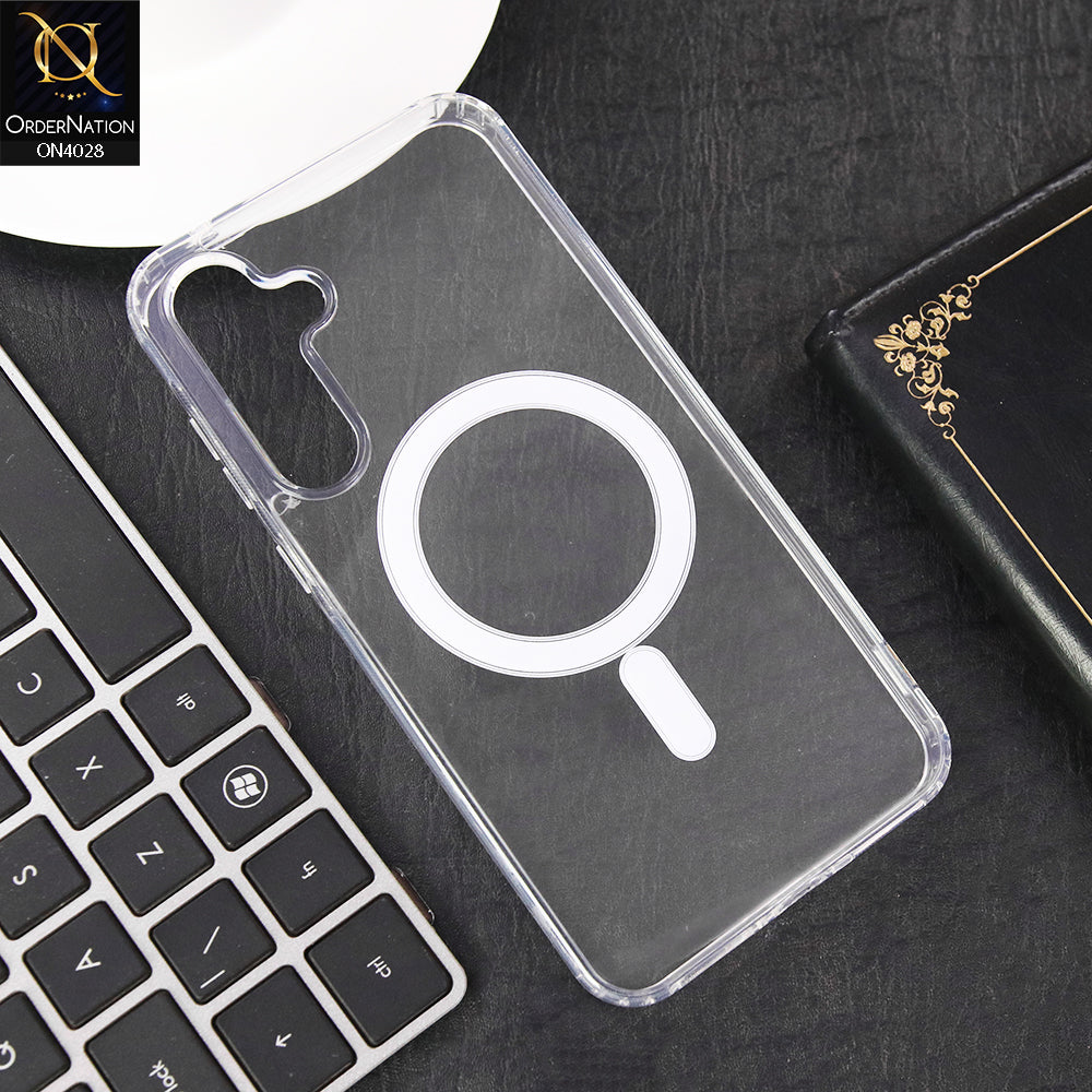 Samsung Galaxy A55 Cover - Transparent - New Clear Back Soft Borders MagSafe Case With Camera Bumper Protection