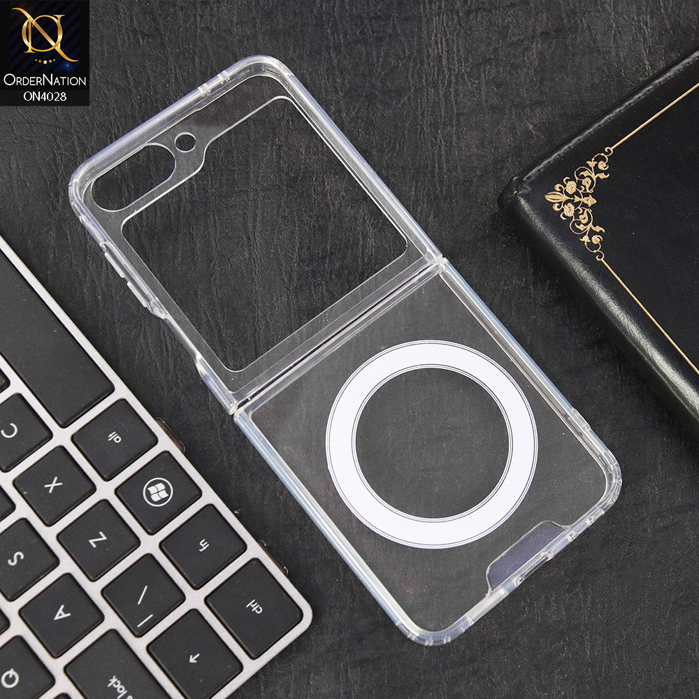 Samsung Galaxy Z Flip 6  Cover - Transparent - New Clear Back Soft Borders MagSafe Case With Camera Bumper Protection