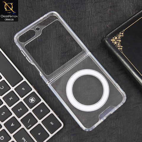 Samsung Galaxy Z Flip 6  Cover - Transparent - New Clear Back Soft Borders MagSafe Case With Camera Bumper Protection