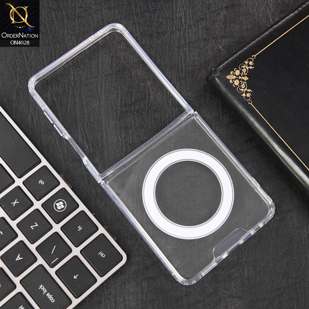 Samsung Galaxy Z Flip 7  Cover - Transparent - New Clear Back Soft Borders MagSafe Case With Camera Bumper Protection
