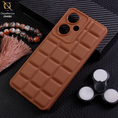 Vivo Y27 Cover - Brown -  New Gird Line Pattern Soft Silicone Fashion Case