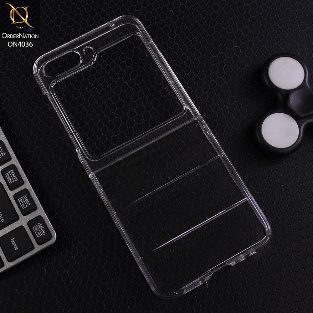 Samsung Galaxy Z Flip 5 5G Cover - Transparent - New Clear Slim Phone Case With Transparent Hard Pc Back Soft With Strip Line...