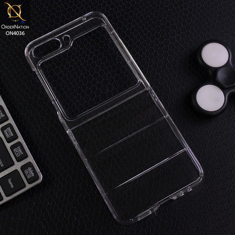 Samsung Galaxy Z Flip 5 5G Cover - Transparent - New Clear Slim Phone Case With Transparent Hard Pc Back Soft With Strip Line...