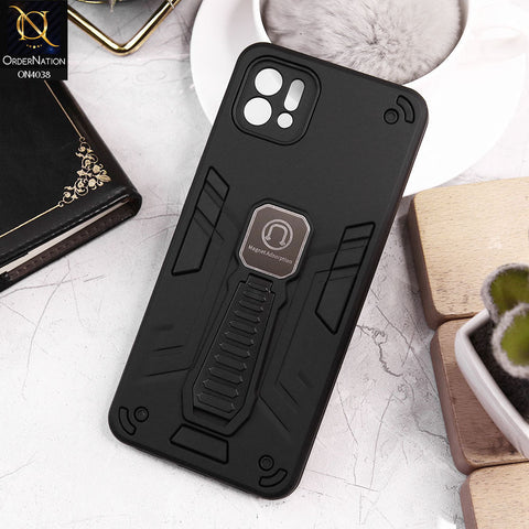 Oppo A16e Cover - Black - Luxury Hybrid Shockproof Magnet Adsorption Stand Case