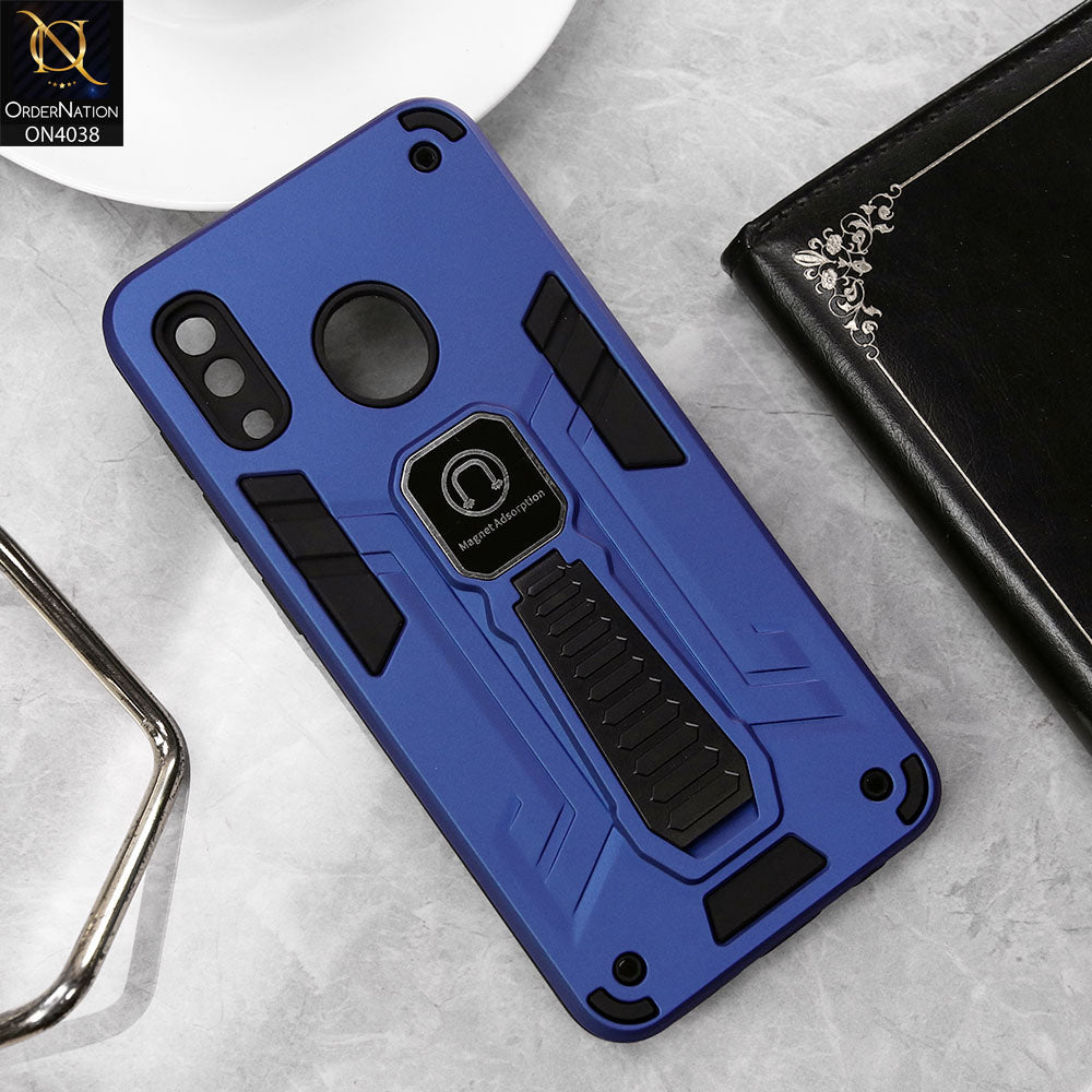 Samsung Galaxy M10s Cover - Blue - Luxury Hybrid Shockproof Magnet Adsorption Stand Case
