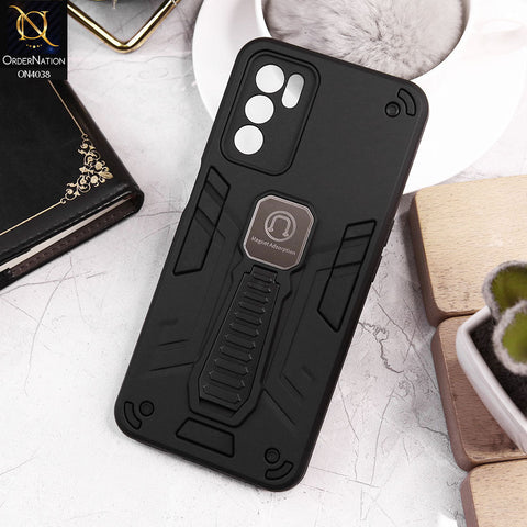 Oppo A54s Cover - Black - Luxury Hybrid Shockproof Magnet Adsorption Stand Case