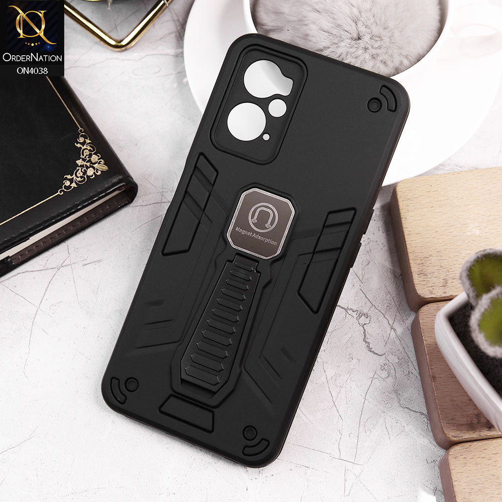 Oppo K10 Cover - Black - Luxury Hybrid Shockproof Magnet Adsorption Stand Case