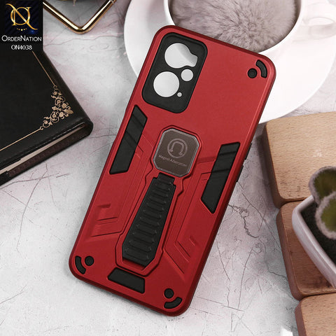 Oppo K10 Cover - Red - Luxury Hybrid Shockproof Magnet Adsorption Stand Case
