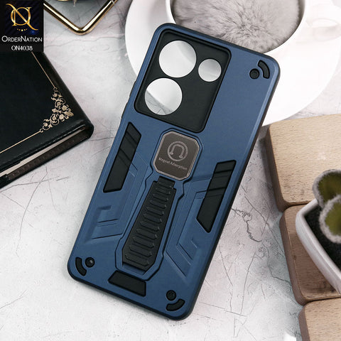 Tecno Camon 20 Cover - Midnight Blue - Luxury Hybrid Shockproof Magnet Adsorption Stand Case