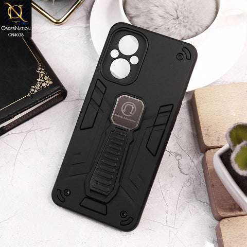 Oppo Reno8 Z Cover - Black - Luxury Hybrid Shockproof Magnet Adsorption Stand Case