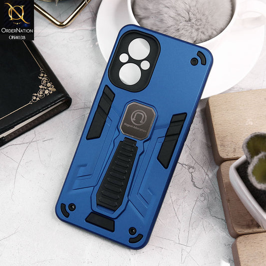Oppo Reno8 Z Cover - Blue - Luxury Hybrid Shockproof Magnet Adsorption Stand Case
