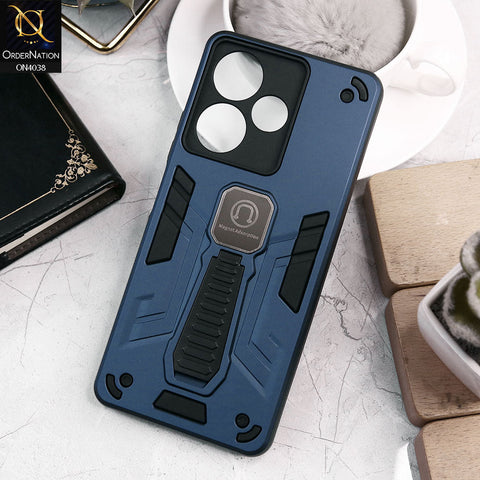 Infinix Hot 30 Play Cover - Midnight Blue - Luxury Hybrid Shockproof Magnet Adsorption Stand Case
