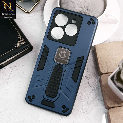 Infinix Hot 40 Cover - Midnight Blue - Luxury Hybrid Shockproof Magnet Adsorption Stand Case
