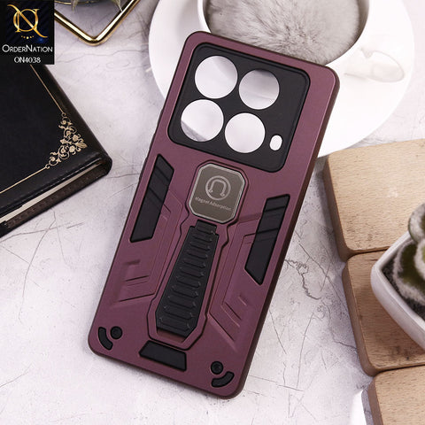 Infinix Note 40 Cover - Burgundy - Luxury Hybrid Shockproof Magnet Adsorption Stand Case